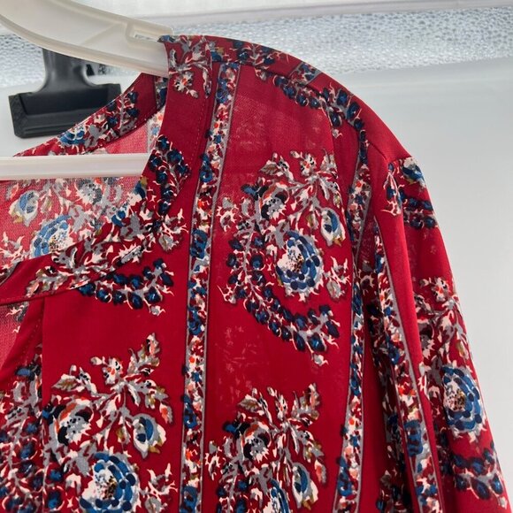 JODIFL Women's Floral Shift Dress Long Sleeve Red/Multi Size Large - Picture 4 of 9